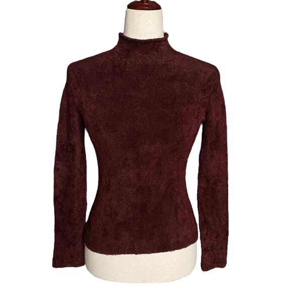 Margaret OLeary Mock Neck Long Sleeve Sweater S/M? Burgundy Very Soft Stretch - Picture 1 of 12